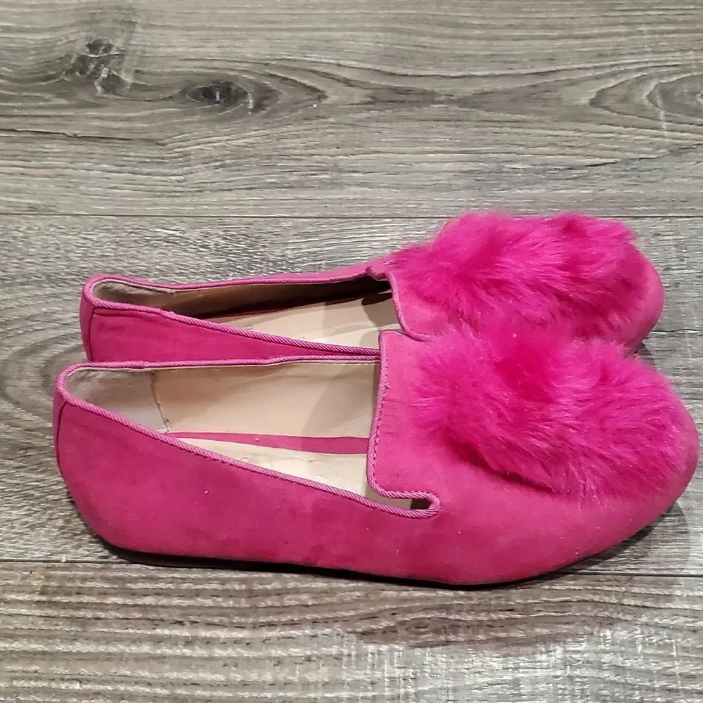 Girls Vince Camuto Flat Loafers Size 2M Vibrant Pink Fur Loafers